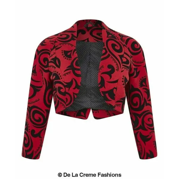 Women’s Open Front Bolero Shrug Ladies Tribal Printed - UK