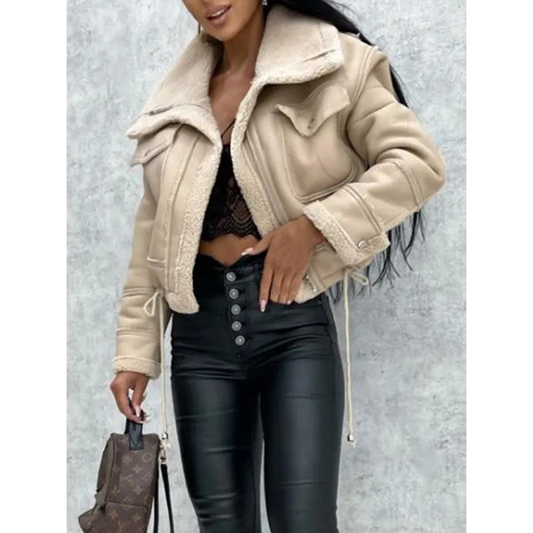 Women’s short zipper jacket top - Cream / S - Coats &