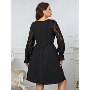 Women’s Solid Color Lace Elegant Plus Size Dress