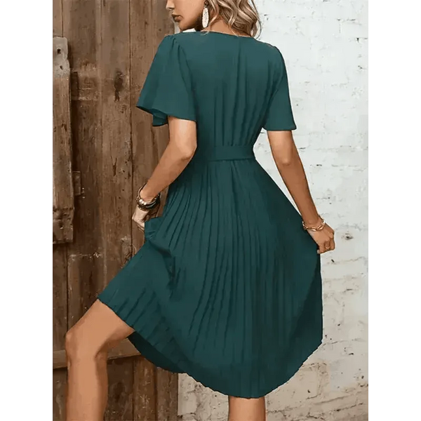 Women's Solid Color Pleated French Elegant Dress - Epic Fashion UKAllDressWomen