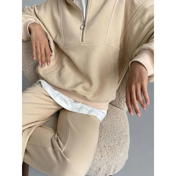 Women’s Solid Color Polar Fleece Sweatshirt Top Jogger