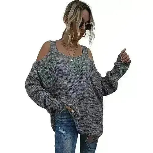 Women's Sweaters Casual Off Shoulder Tops - Epic Fashion UKAllArmcold shoulder pullover
