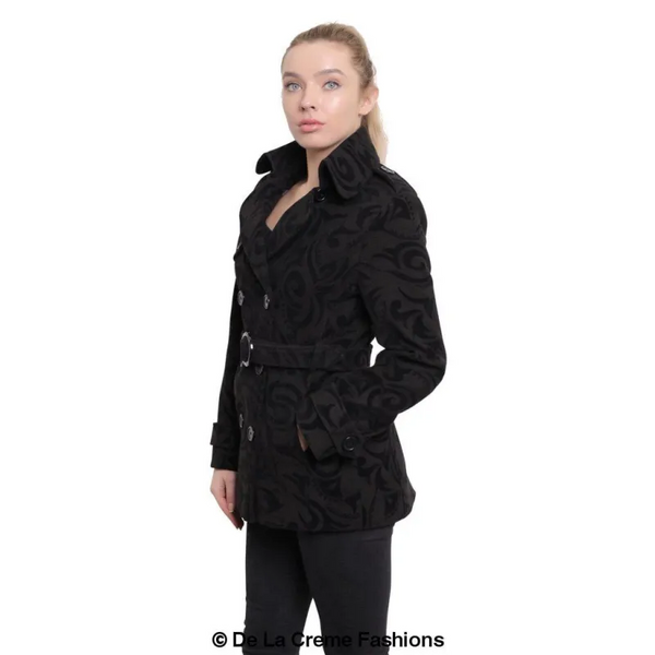Womens Tribal Print Double Breasted Short Coat - Coats &