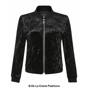 Women’s Velvet Zip-Thru Varsity Bomber Jacket - Coats &
