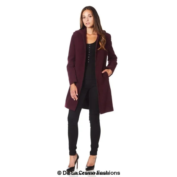 Women’s Wool Blend Hooded Zip Coat - Coats & Jackets