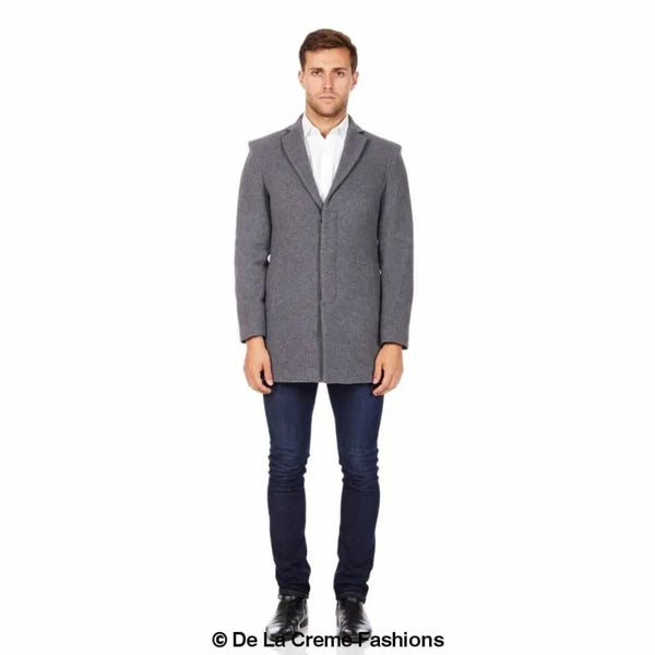 Wool Blend Covert Winter Coat - Coats & Jackets