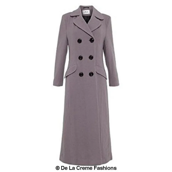 Wool Blend Double Breasted Long Coat - Coats & Jackets