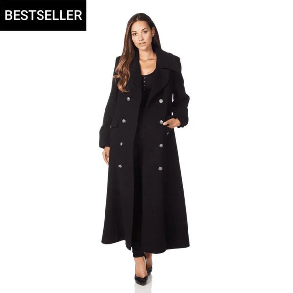 Wool Blend Double Breasted Maxi Coat - Coats & Jackets