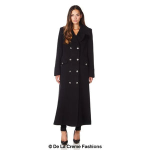 Wool Blend Double Breasted Maxi Coat - Coats & Jackets