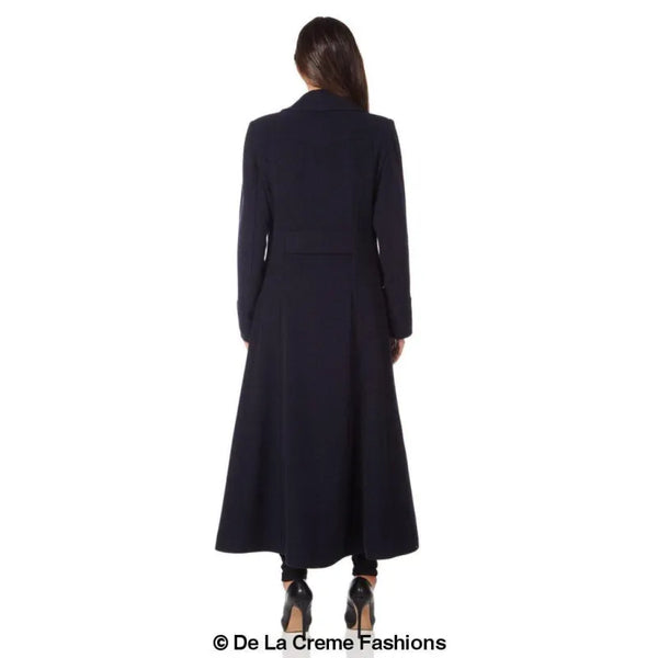 Wool Blend Double Breasted Maxi Coat - Coats & Jackets