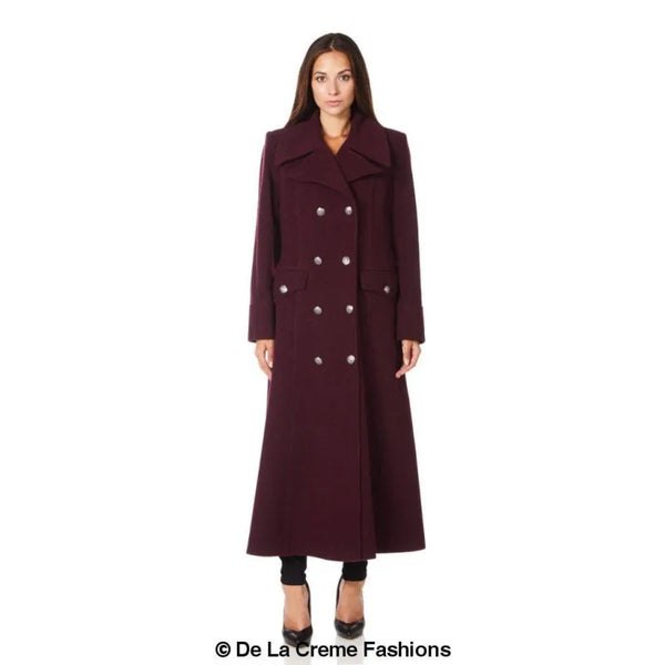 Wool Blend Double Breasted Maxi Coat - Coats & Jackets