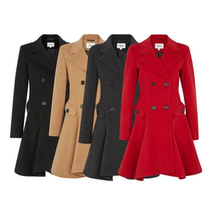 Wool Blend Double Breasted Skater Coat (1102) - Coats &