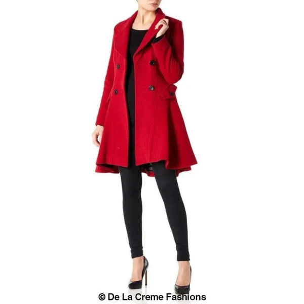 Wool Blend Double Breasted Skater Coat (1102) - Coats &