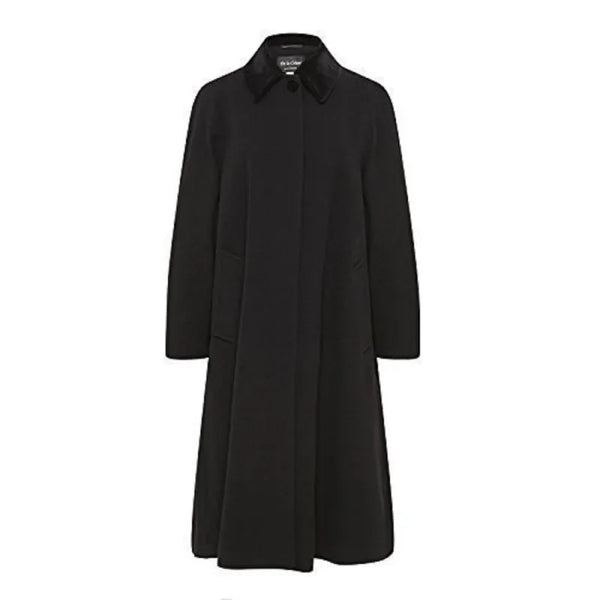 Wool Blend Oversized Velvet Trim Swing Coat - Coats &