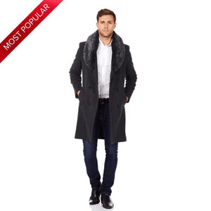 Wool Mix Overcoat With Faux Fur Collar - Coats & Jackets