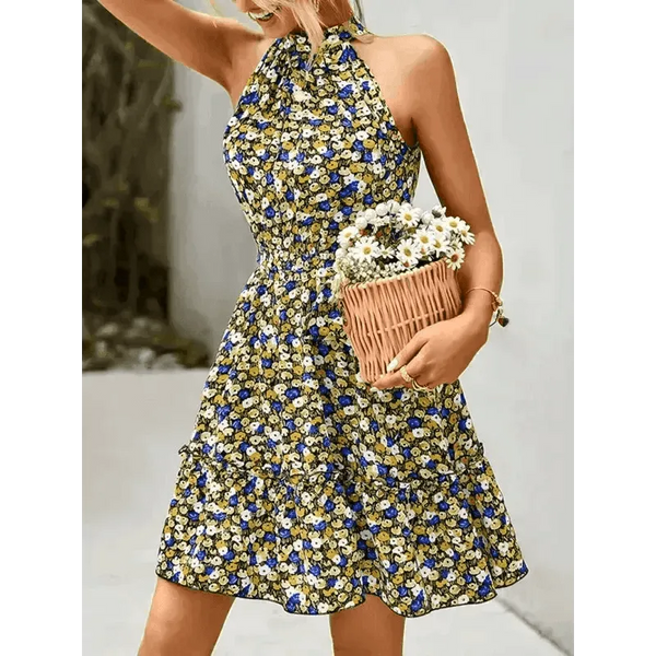 Women's Cotton Printed Halter Mini Dress - Epic Fashion UKAllDressDresses